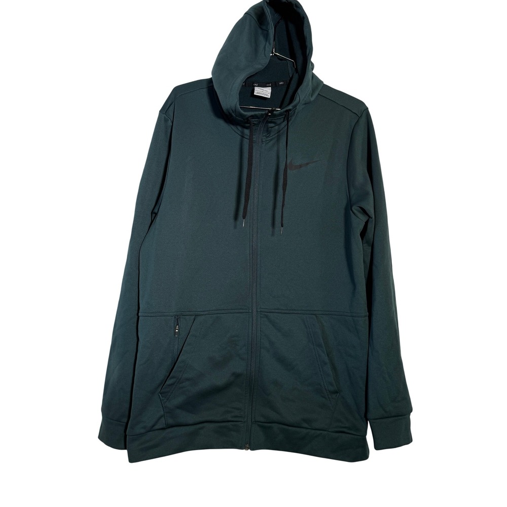 Nike Therma-FIT Hoodie Mens Large Green Full Zip Performance Fleece